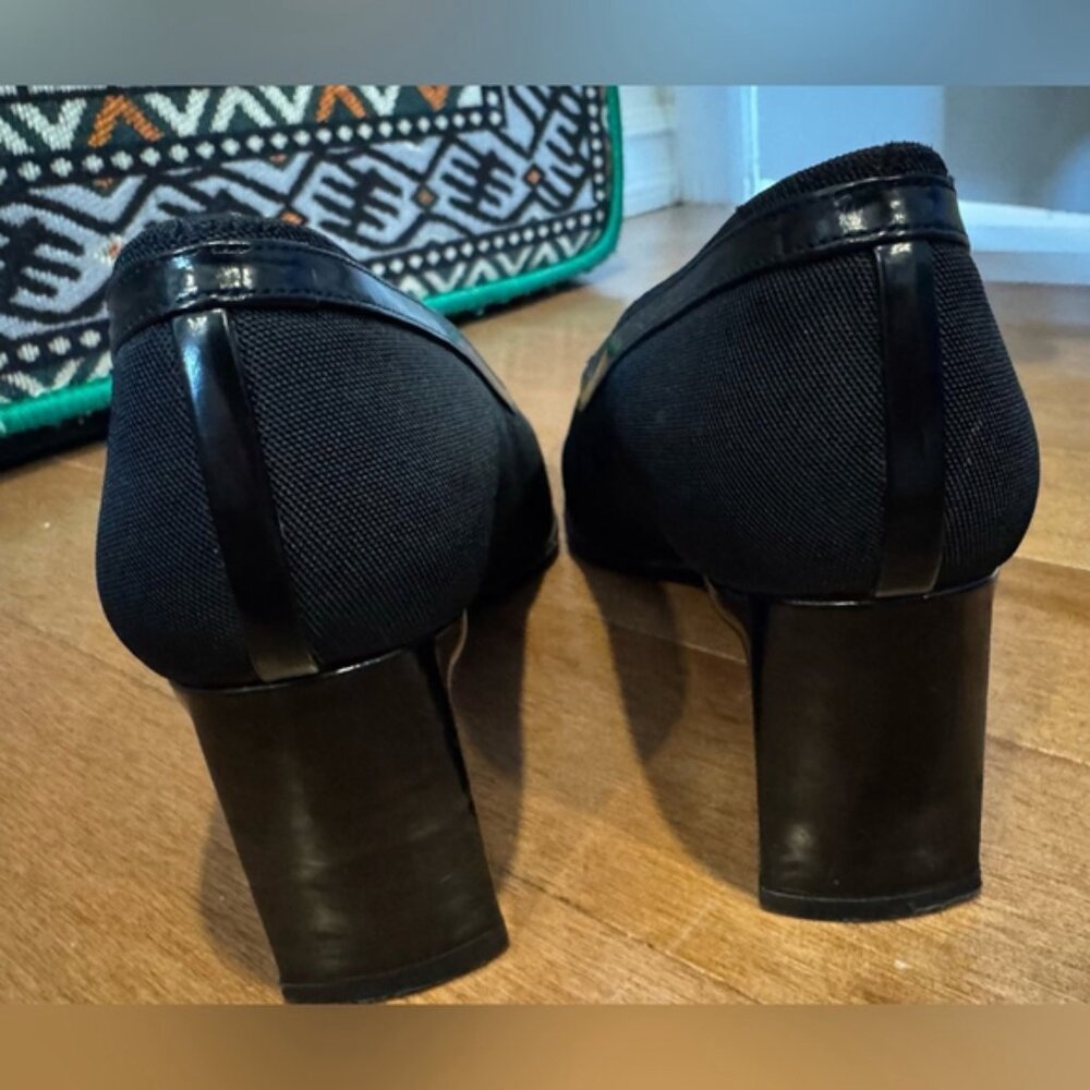 Stuart Weitzman Mary Jane black square toe pump buckle chunky heel 8.5 vintage - Picture 4 of 6